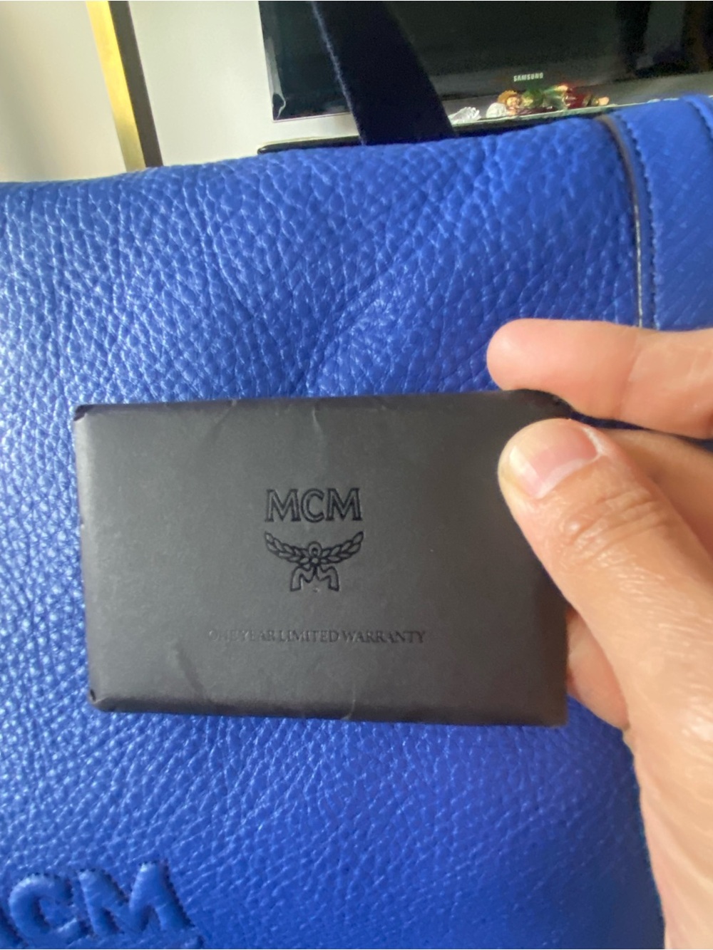 MCM Royal Blue Leather Crossbody Messenger Bag - Picture 3 of 11